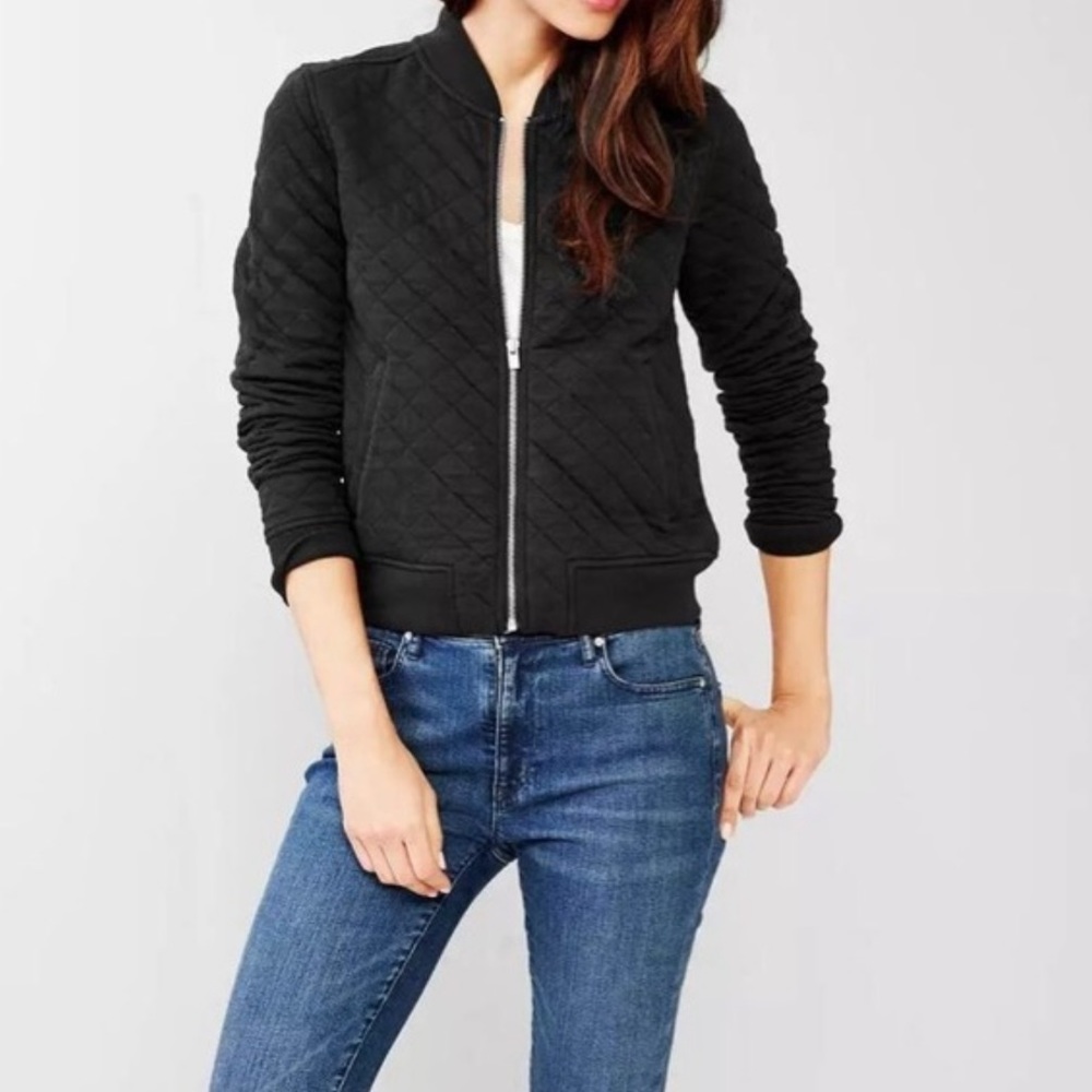 Gap charcoal gray quilted bomber jacket
